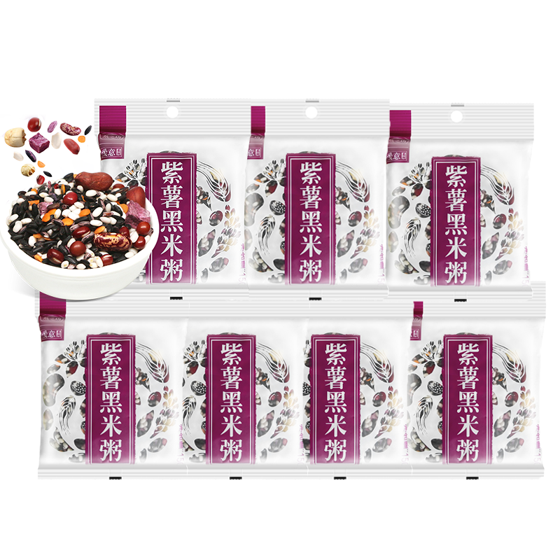 燕之坊紫薯黑米粥150g*7包五谷杂粮粗粮营养粥早餐组合原材料高清大图
