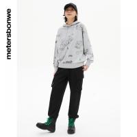 [1件5折价:119.5]美特斯邦威连帽套头卫衣女新款时尚宽松印花女士上衣