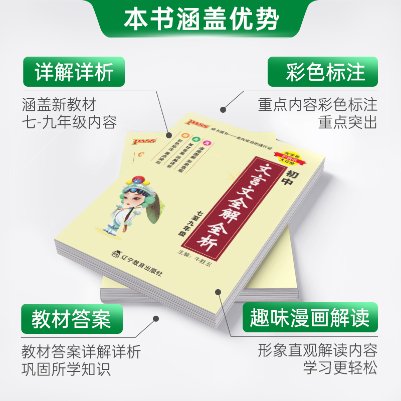 [套装]文言文+古诗文 初中通用 [正版]2025新版初中文言文全解全析人教统编版七八九年级古诗文完全解读天天背掌中宝小高清大图
