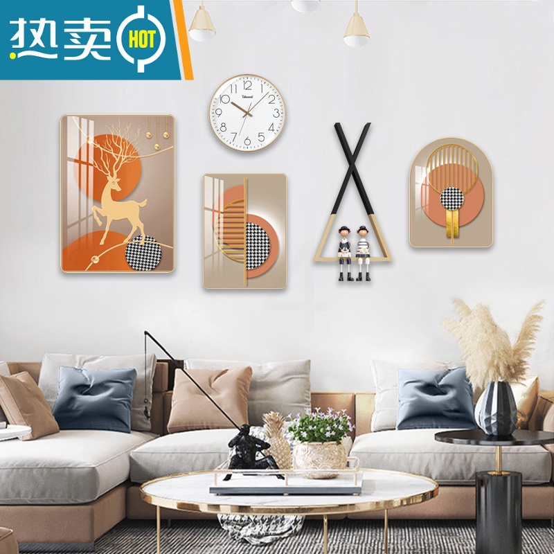 敬平现代简约客厅装饰画沙发背景墙挂画小清新轻奢餐厅组合画大气壁画装饰画高清大图