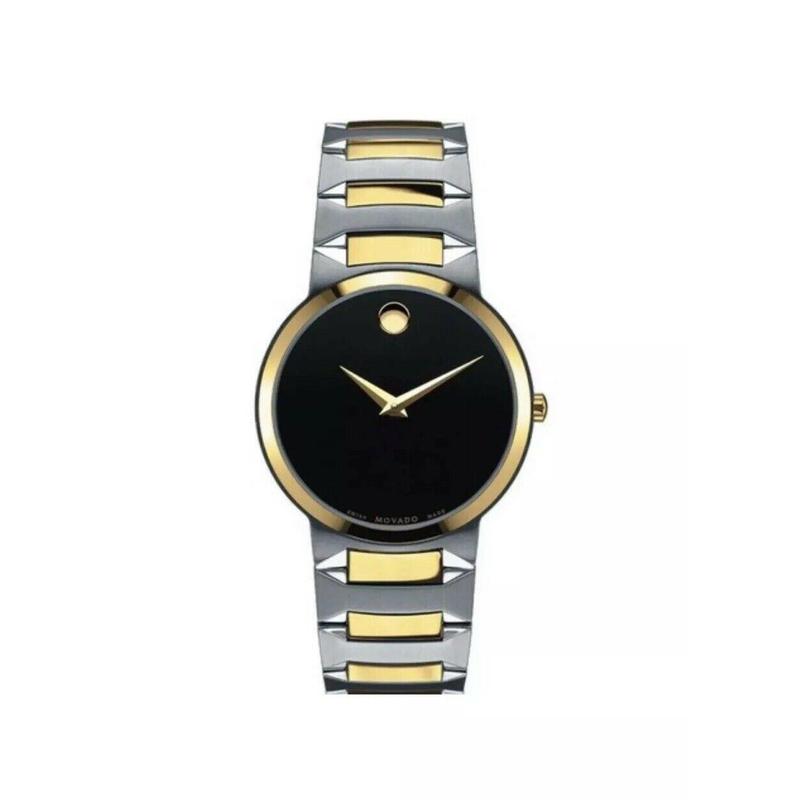 官方正品 摩凡陀(movado)瑞士手表 间金钢带 简约黑盘 时尚气质temo