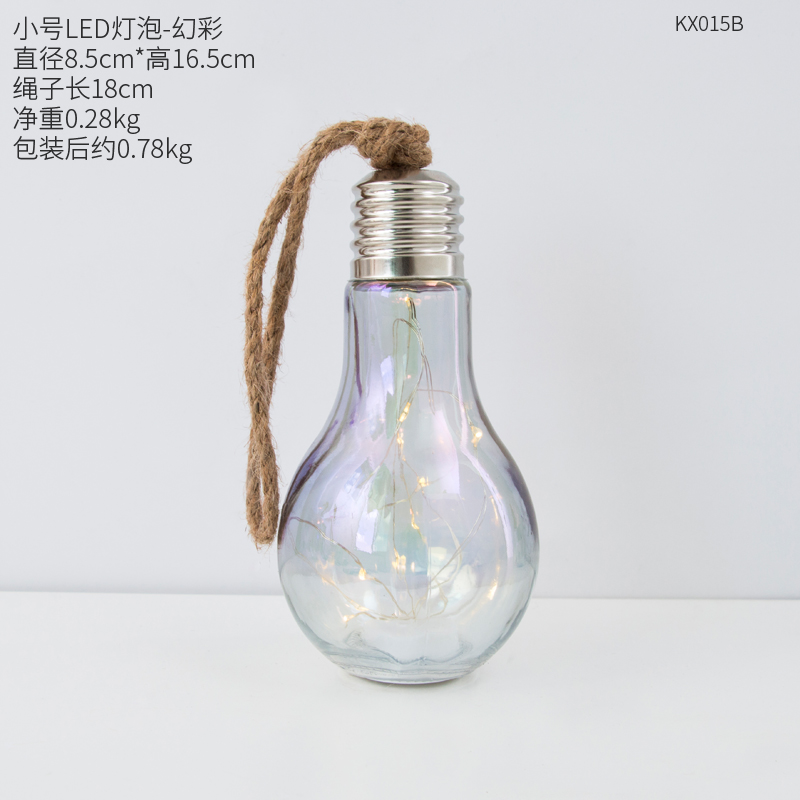 北欧ins小灯泡挂饰装饰墙面麻绳灯挂件卧室房间布置个性创意壁饰 三维工匠 LED灯泡-幻彩高清大图