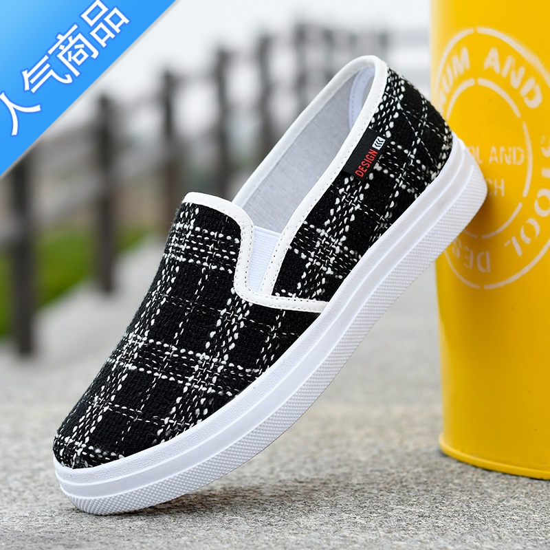 SUNTEK新款帆布鞋女韩版春秋款运动透气百搭时尚圆头防滑耐磨软底高清大图