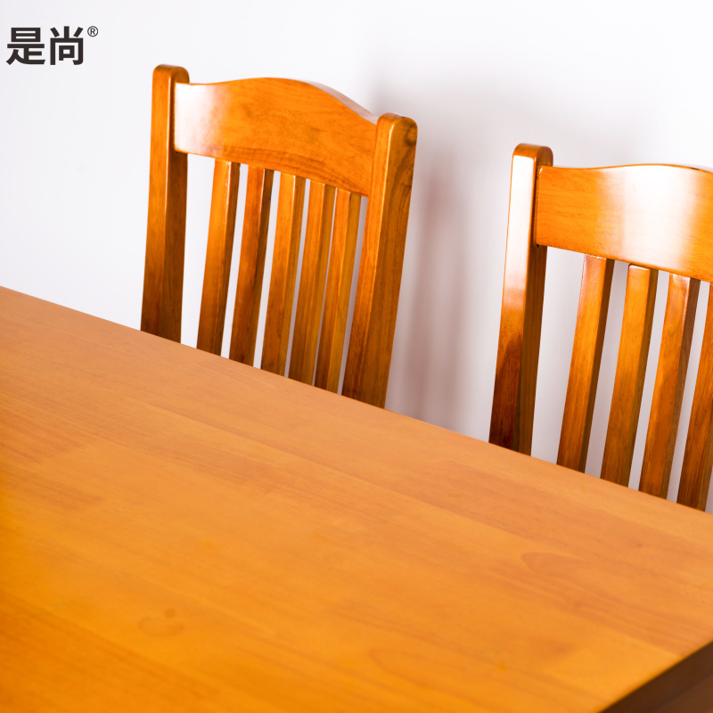 是尚 实木餐桌 一桌四椅 实木餐桌椅 食堂餐桌高清大图