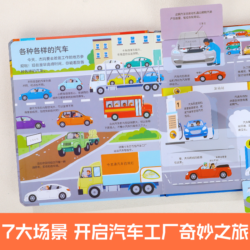 揭秘翻翻书- 如何制造汽车 点读版 [正版] 如何制造汽车 点读版 揭秘翻翻书低幼版 0-3-6岁汽车工厂大冒险3D立体高清大图
