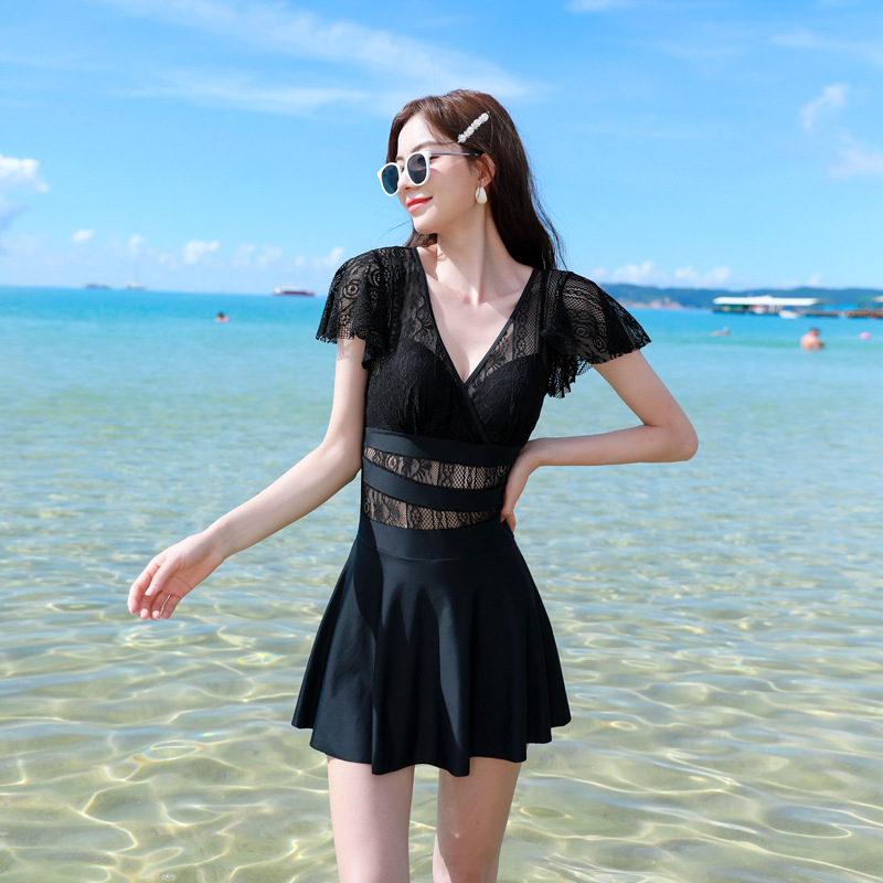 泳衣女夏款仙女范遮肚连体韩国ins风保守温泉泳装视频