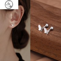 JiMi999银银耳钉养耳洞耳钉女银银耳饰小巧简约睡觉免摘耳钉女防过敏 999足银蝴蝶耳钉