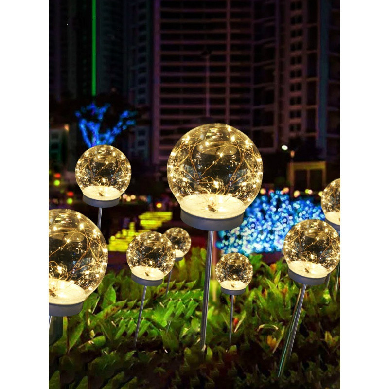 led发光圆球芦苇灯户外防水亮化美陈布展灯挂树彩球灯景观插地灯