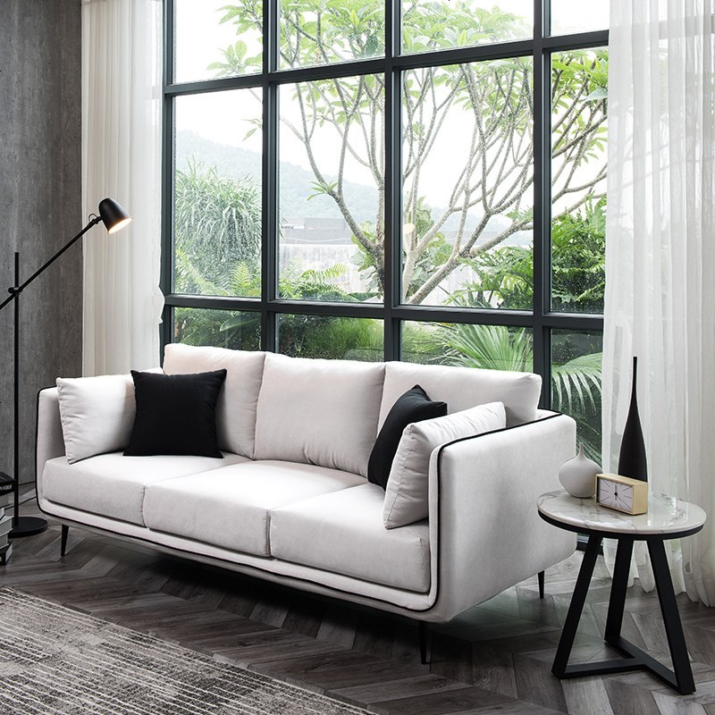 北欧布艺沙发小户型简约现代客厅四人位一字型直排三人座ins网红视频