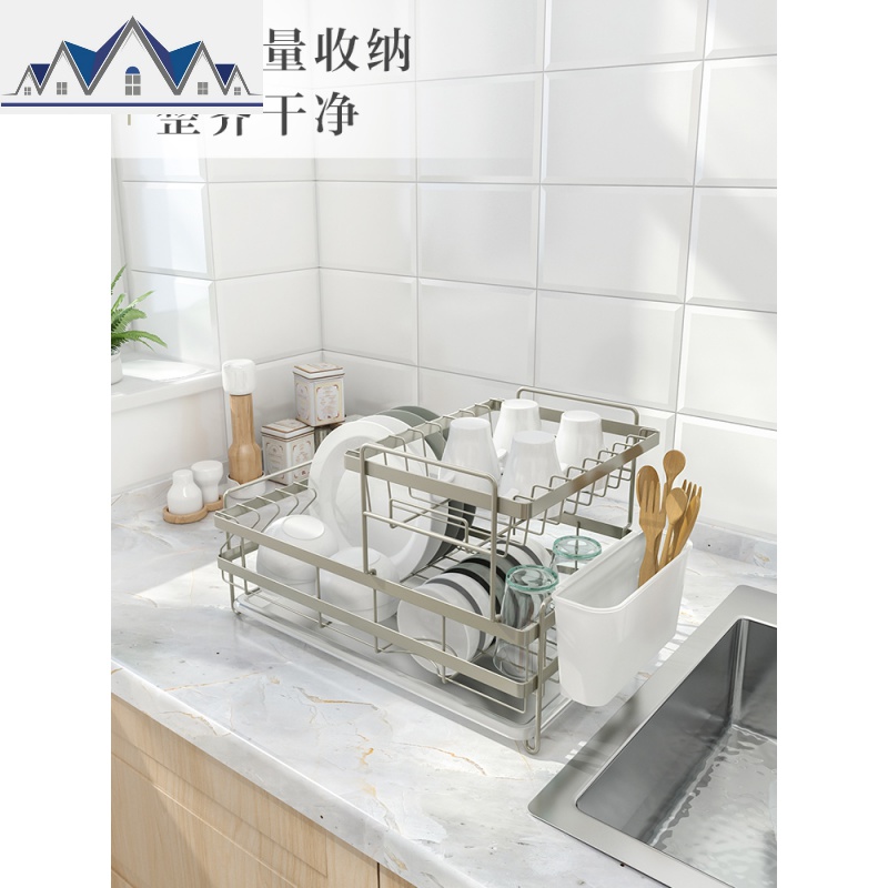 放碗碟架沥水架厨房双层晾放碗盘架餐具碗筷置物架沥水篮晾碗架 三维工匠高清大图