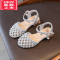 可莉允童鞋女孩半凉鞋洋气包头软底2022新款女童公主凉鞋珍珠水晶小皮鞋运动休闲鞋