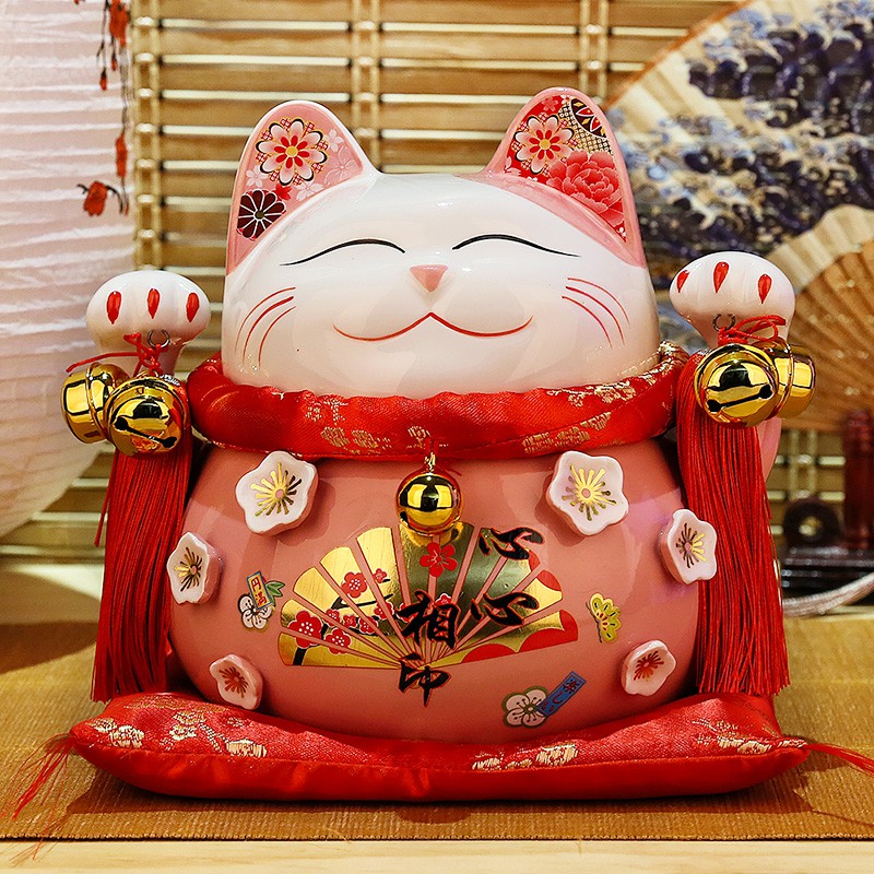 猫摆件 开业礼品陶瓷家居店铺发财猫创意存钱储蓄罐 三维工匠 金运来福猫高清大图