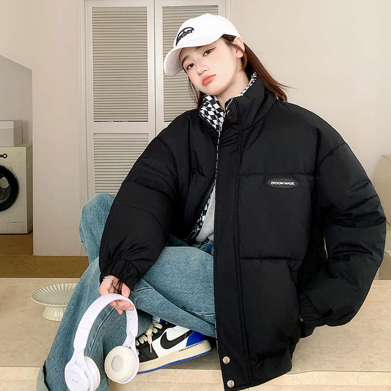 冬装新款韩版大码加厚面包服棉服女羽绒棉服学生立领短款外套高清大图