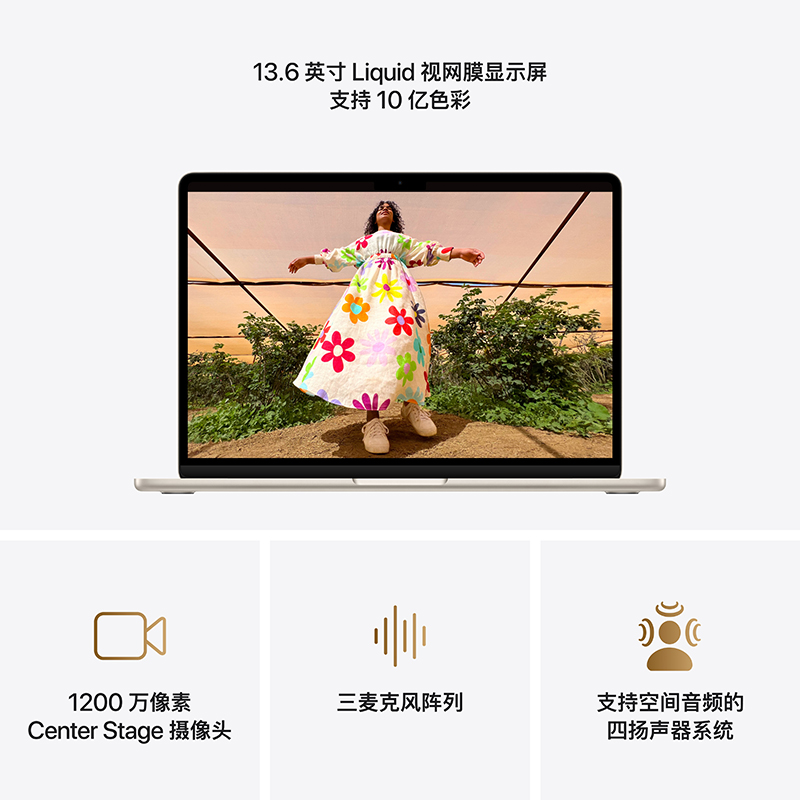 Apple 26款 MacBook Air 15英寸 M5 10+10核 16GB 512GB 星光色 笔记本电脑高清大图