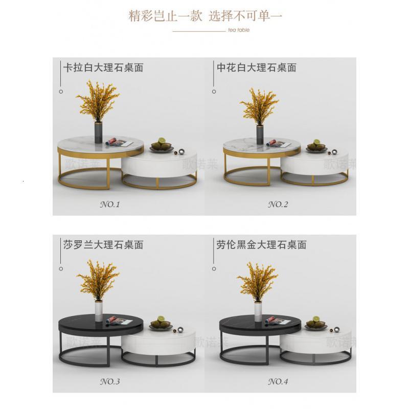 轻奢大理石茶几意式大小圆组合旋转茶几北欧进口岩板高低网红茶台