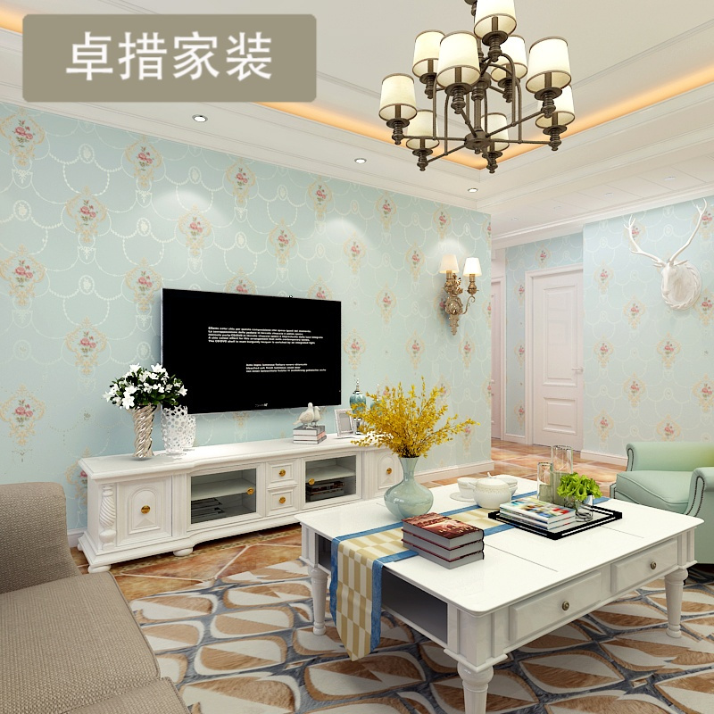 经典田园墙纸 唯美欧式田园卧室壁纸 婚房花朵马士革墙纸 U953壹德壹