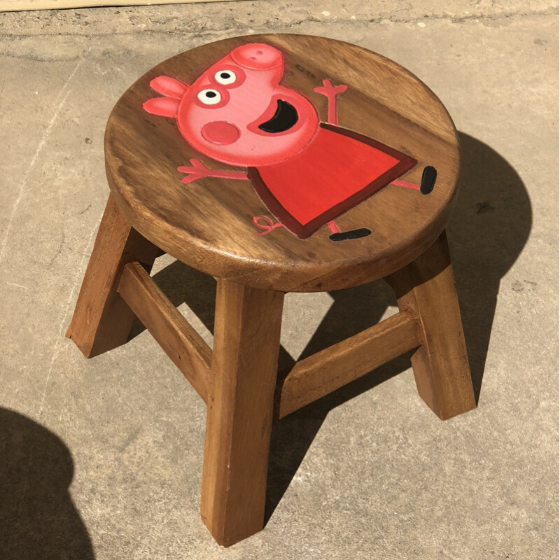 泰国卡通小板凳家用实木洗手换鞋矮凳宝宝可爱动物小凳子安心抵