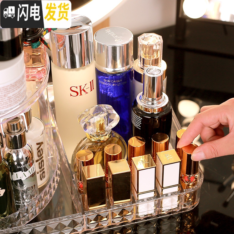 三维工匠网红化妆品收纳盒桌面置物架口红护肤刷旋转亚克力梳妆台整理高清大图