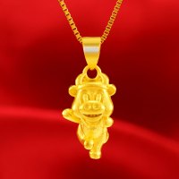 越南沙金十二生肖项链本命年仿真黄金吊坠金兔镀24k首饰久不掉色 牛