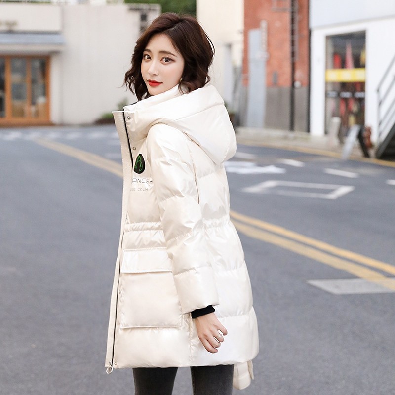 雅鹿亮面羽绒服女2020新款加厚中长款收腰冬季保暖外套韩版亮色cz