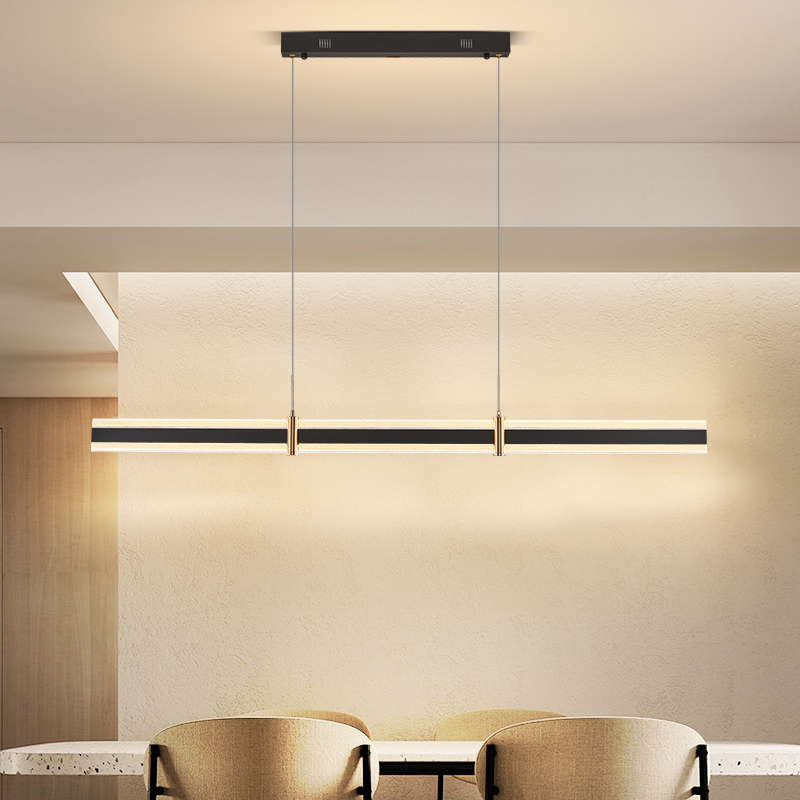 雷士照明现代简约轻奢一字护眼餐厅吊灯全光谱极简吧台餐厅灯具