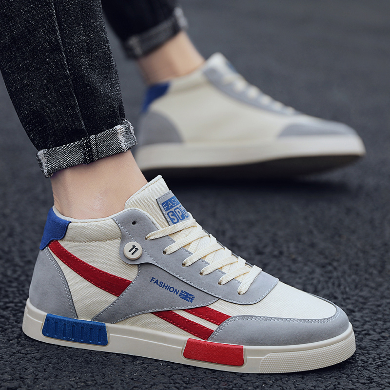 苏芈春季男鞋2021新款透气高帮帆布鞋男韩版潮流百搭学生板鞋男生潮鞋