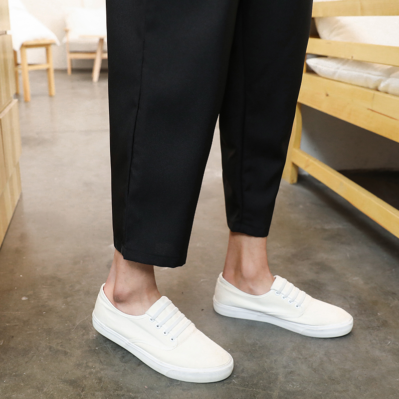 夏季阔腿裤男九分棉麻休闲裤宽松直筒裤潮流八分宽腿裤哈伦裤男潮