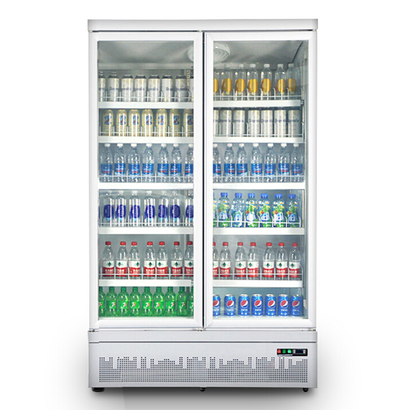 乐创lecon展示柜冷冻饮料柜下置大容积立式双门嵌入式便利店果蔬水果