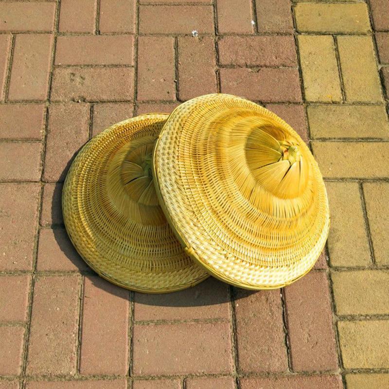 越南帽遮阳帽子男女户外防晒钓鱼帽 成人圆顶竹编帽直径40免费送帽绳