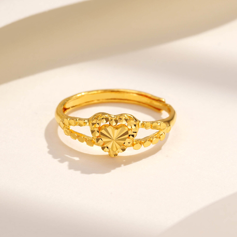 周贝贝珠宝黄金戒指爱心女士心形活口戒指zhjj0002