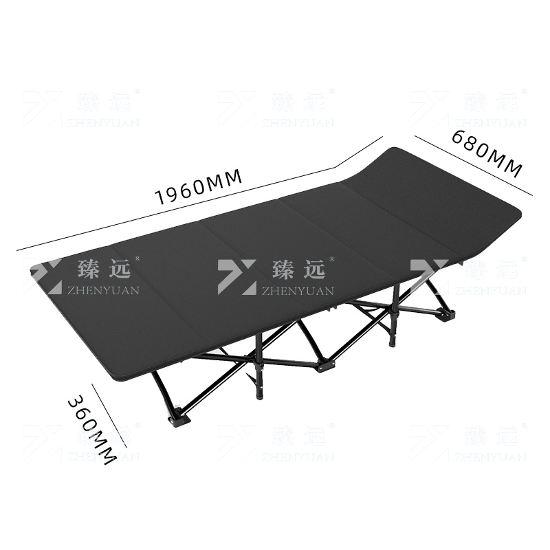 臻远ZY4073135简易折叠床办公室单人午休床便携行军床 黑色圆管含棉垫