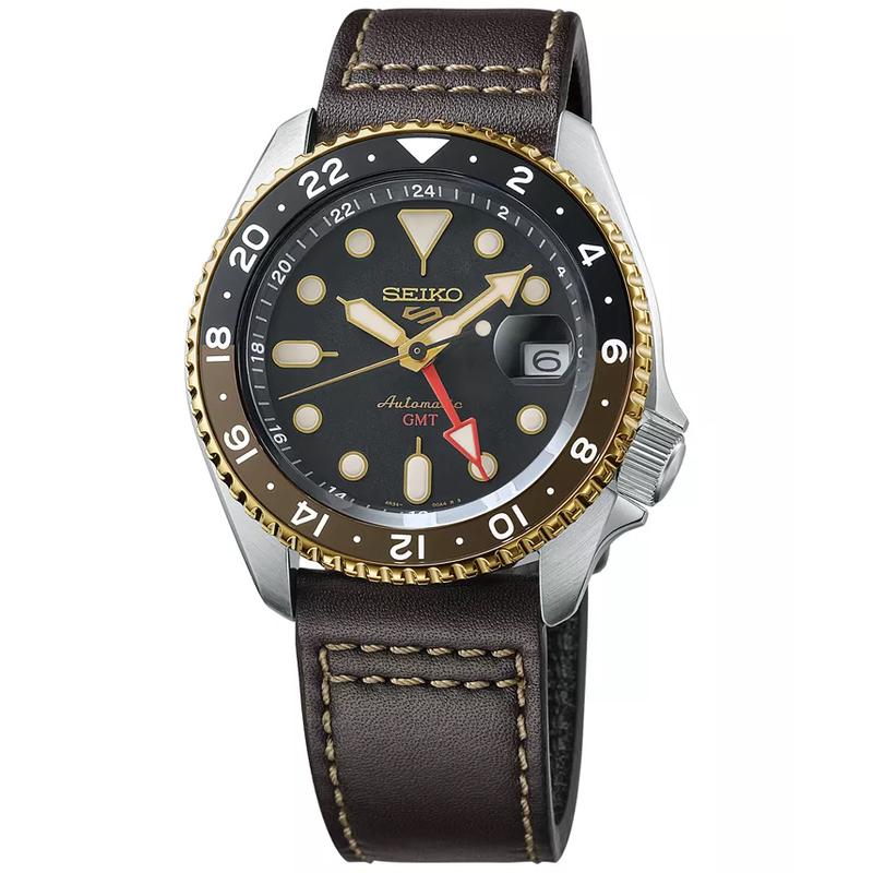 SEIKO 男士自动机械防水黑皮带手表42mm日韩款高清大图