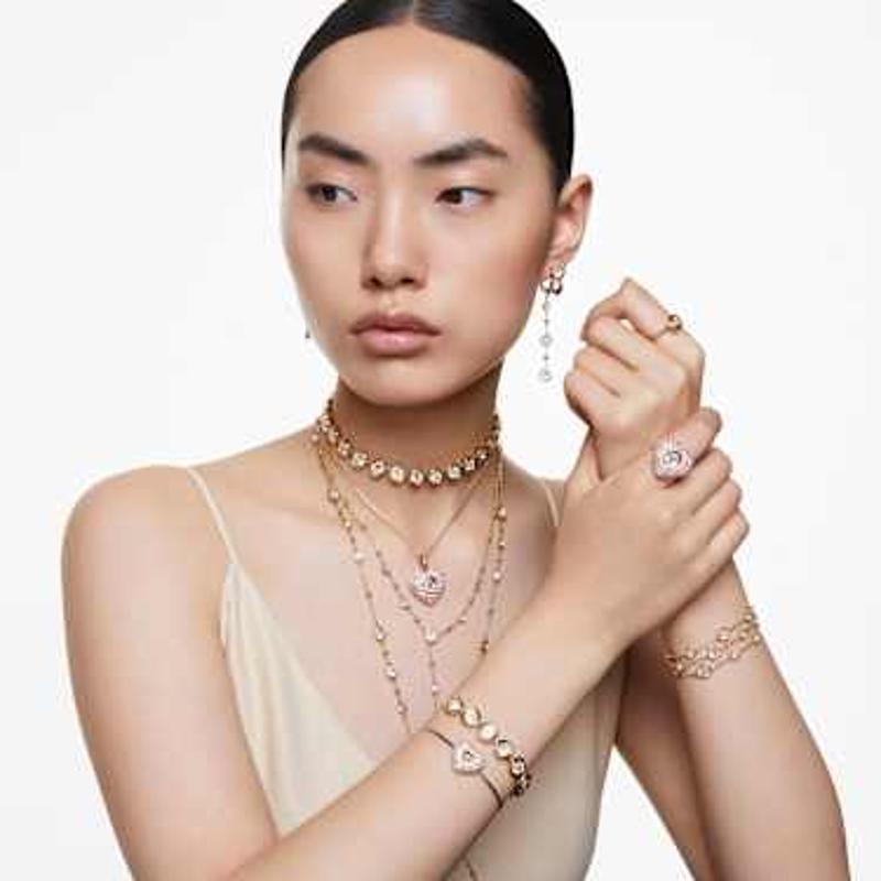 施华洛世奇(SWAROVSKI)金色手链心形灵动宝石晶钻镶手工精美女士时尚优雅礼物