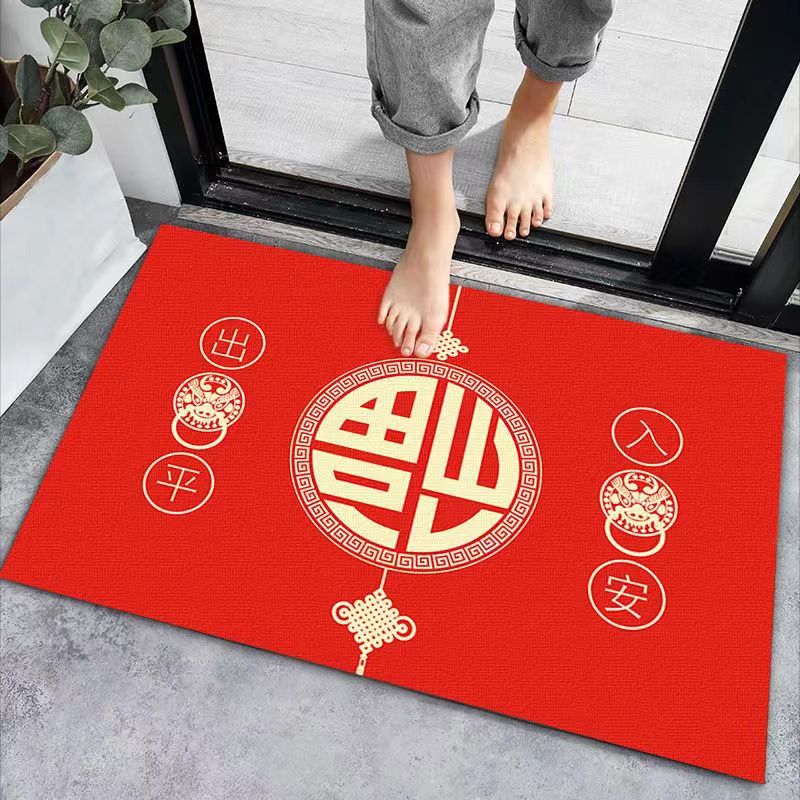 40x70cm欢迎光临门垫店铺门口入户地垫酒店防滑迎宾地毯出入平安 中国结福