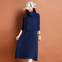 配围巾2025冬春新款羊绒衫女装高个子长款过膝毛衣春秋大码打底羊毛针织连衣裙高端羊毛衫女内搭针织羊绒连衣裙V领套头毛衣女