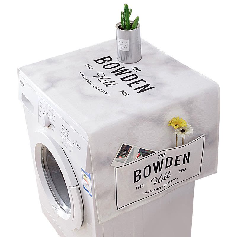 北欧简约洗衣机防水盖布单开双开门冰箱防尘罩棉麻盖巾微波炉防尘|清新蓝莓 65X180双开门冰箱专用图片