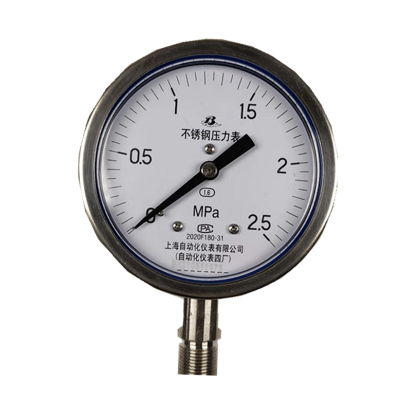 上自仪不锈钢压力表 /隔膜/耐震式Y-100BF 1.6级 接口ANSI 150LB 2带三色环高清大图