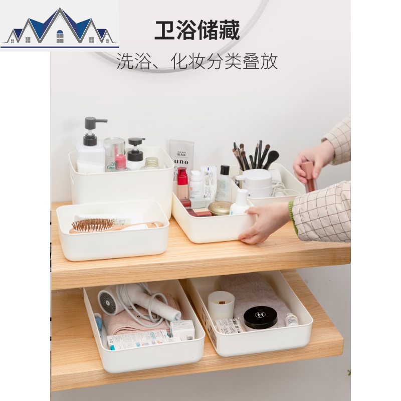 收纳筐家用桌面置物篮厨房菜篮子浴室杂物整理零食盒塑料框带盖箱 三维工匠收纳篮高清大图