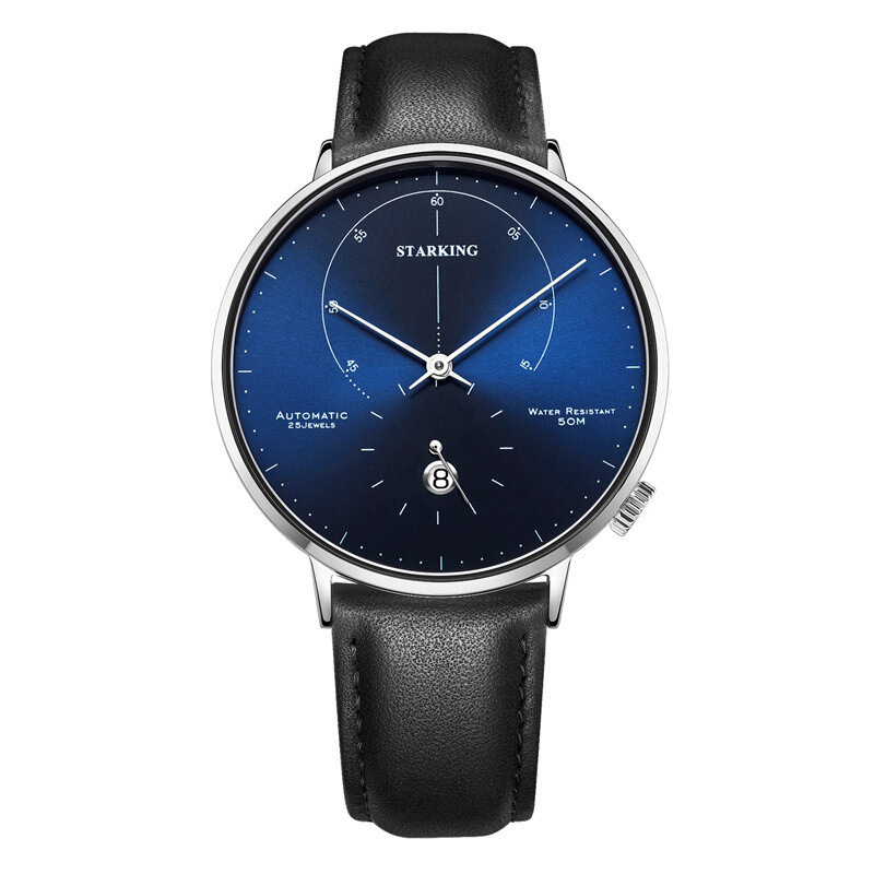 星皇starking手表男冰川蓝米兰钢带机械表男士手表休闲男表am0269ss17