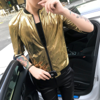 嘻哈潮流男歌J演出PU烫金银克亮外