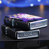 2019 zippo打火机正品煤油纯铜防风zipoo正版 暗夜妖姬樱花哑漆磨砂彩印美国之宝情人zppo官方旗舰店