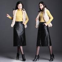 迪鲁奥(DILUAO)聚乳酸纤维(PLA)半身裙款a字裙女秋冬2021新款小皮裙常规型显瘦一步裙子长裙 黑色