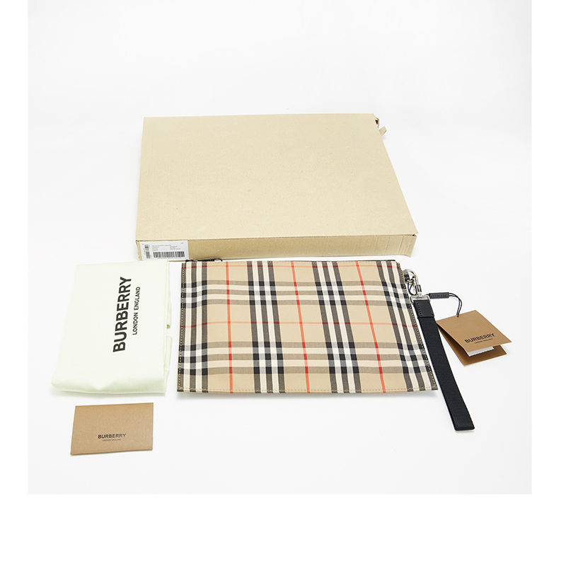 [20春夏新款]BURBERRY/博柏利 男士经典格纹包袋手拿包男包 8014989