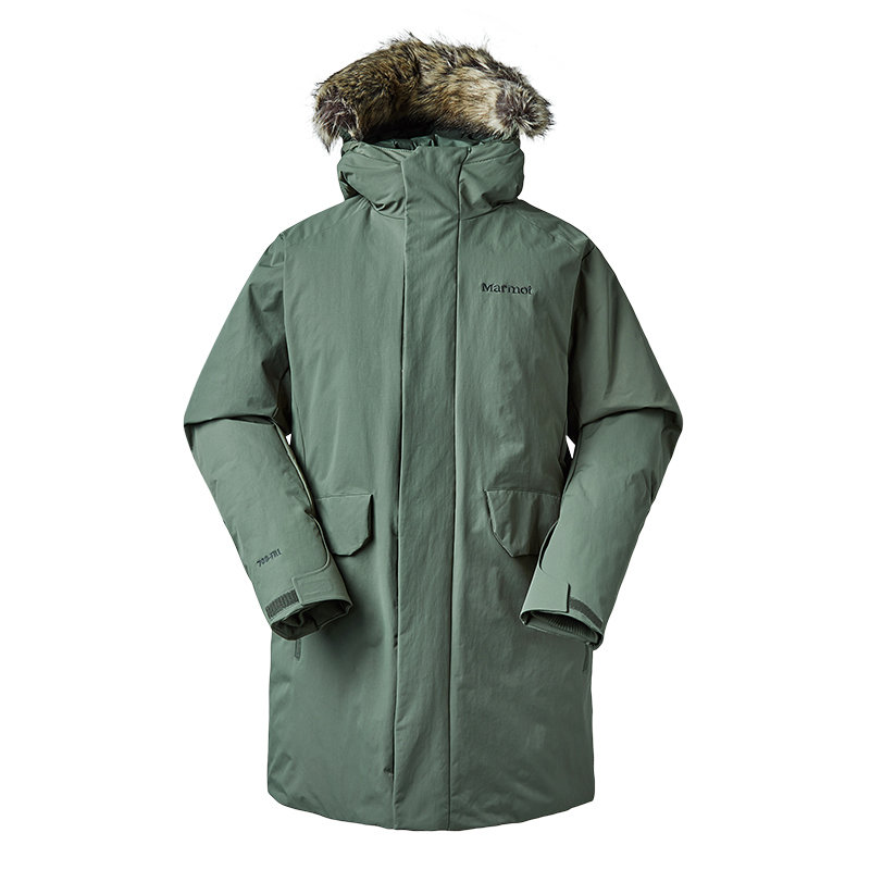 Marmot/土拨鼠男士款厚重羽绒服中长款带帽鹅绒700蓬