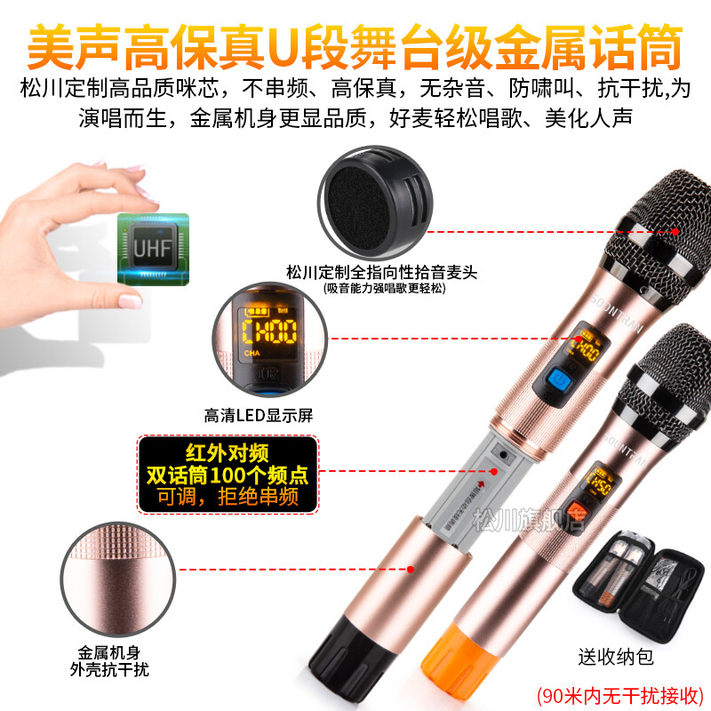 山水(SANSUI)升级松川SG3-10户外音响广场舞音箱移动拉杆舞台专业音箱大功率无线蓝牙话筒木质音响10英寸高清大图