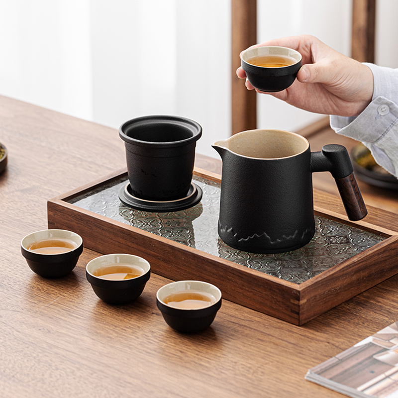 旅行功夫茶具快客杯一壶四杯单人便携式户外小套装泡茶壶茶杯