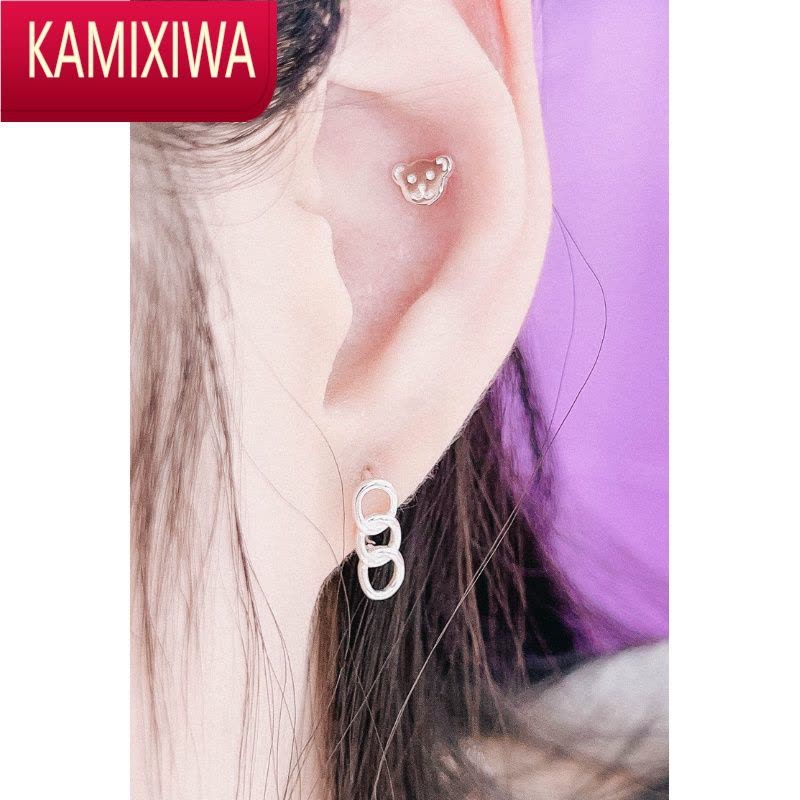 KAMIXIWA设计韩版小巧链条不规则耳圈耳环个性金属耳坠百搭饰品女图片