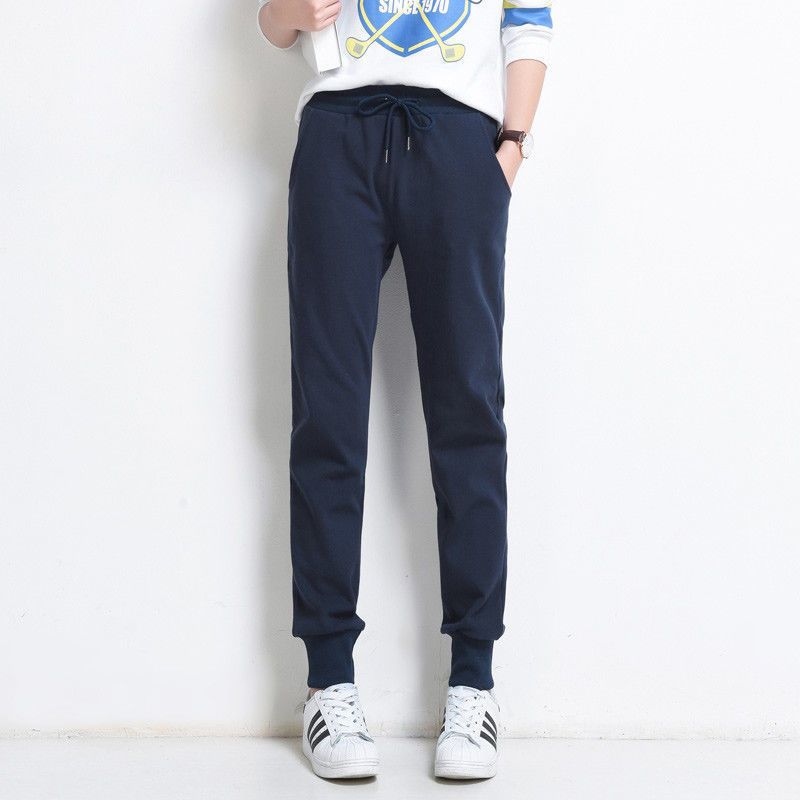 秋冬新款运动裤女韩版宽松显瘦大码高腰哈伦裤高清大图