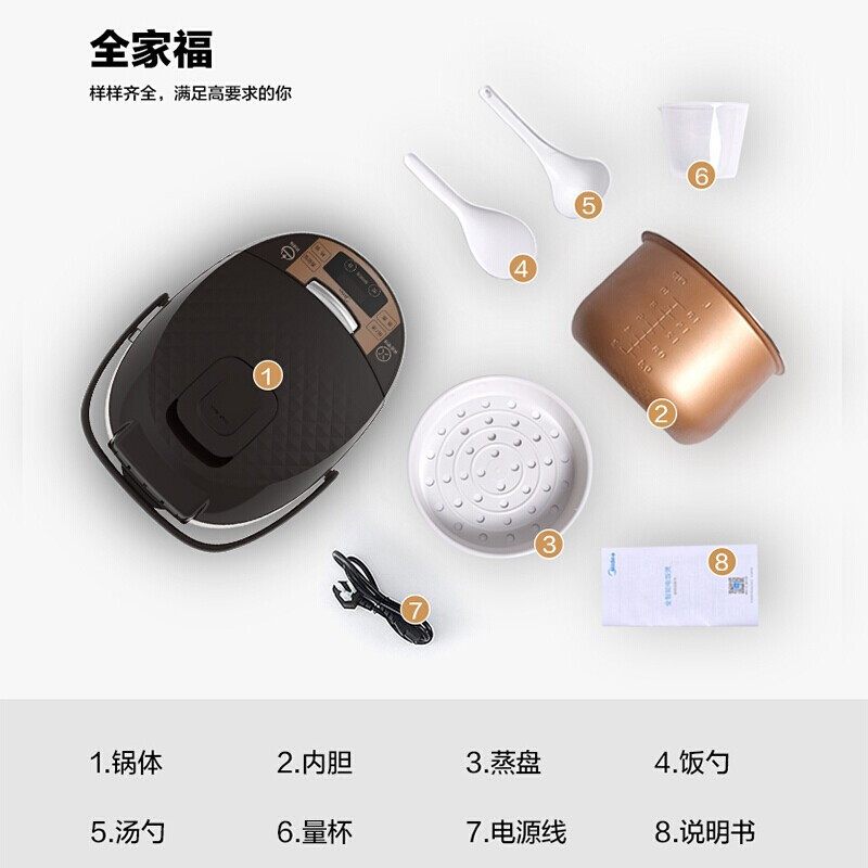 美的(Midea)电饭煲电饭锅5L智能预约电饭煲蜂窝聚能釜内胆家用电饭煲MB-FS5073A