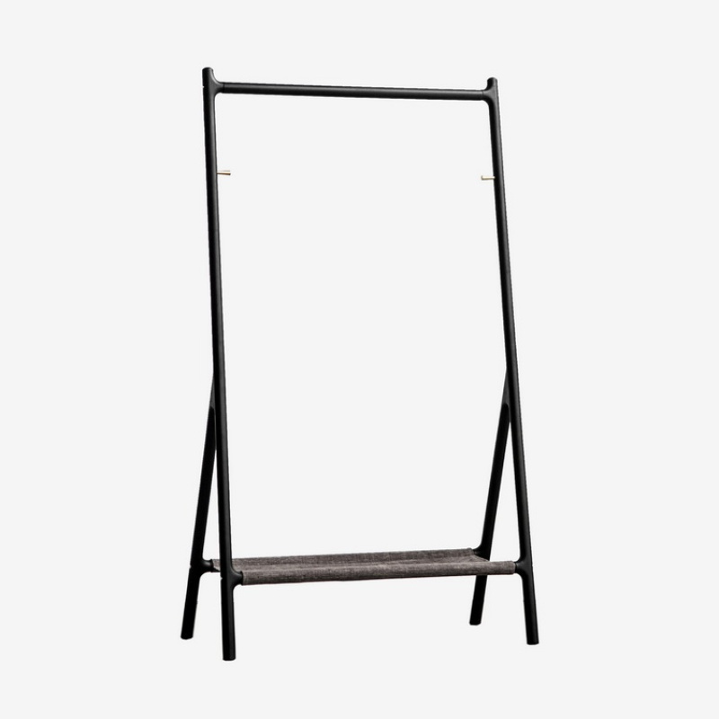 朵家具衣架落地卧室实木挂衣架子北欧单杆式衣帽架衣服家用简易 白蜡木酷黑版90cm现货